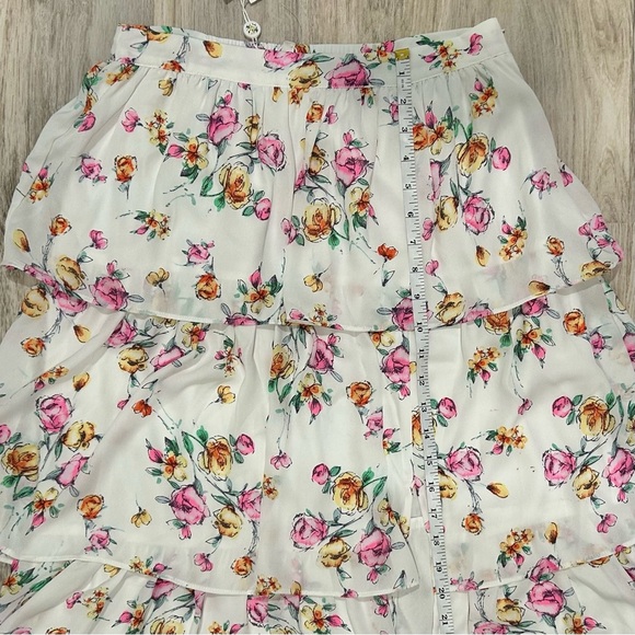 NWT WAYF Seanna Ivory Floral Printed Tiered Maxi Skirt Side Slit Lined Size M - Picture 3 of 8